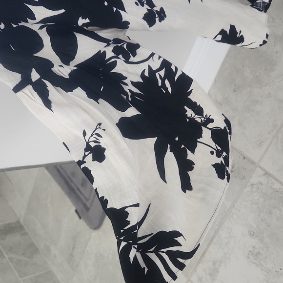 ZARA leaf print linen top with bow - Picture 5 of 5
